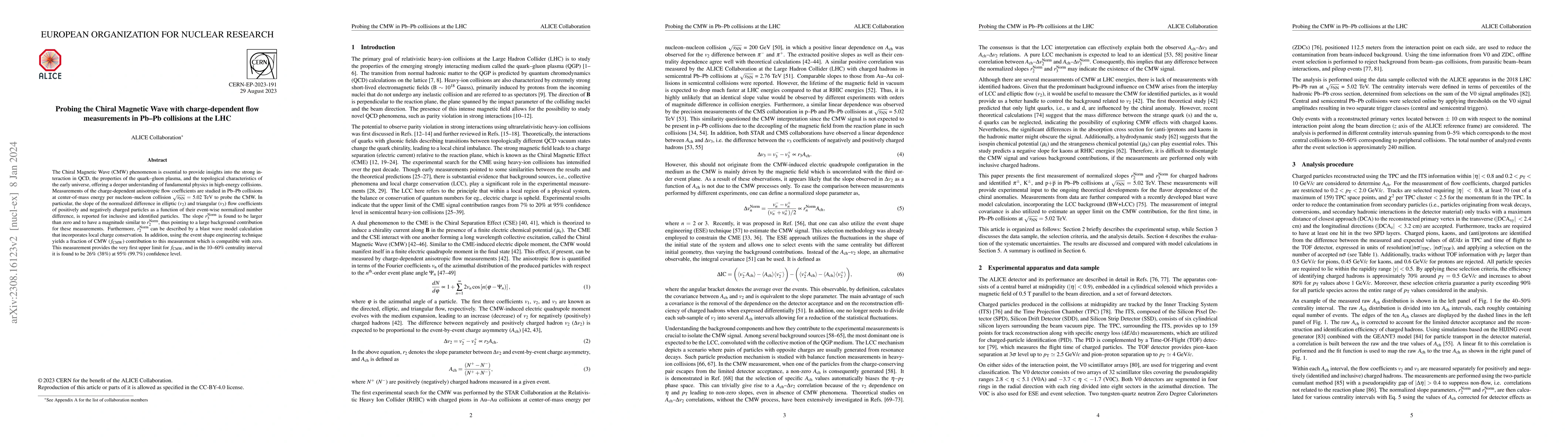 Thumbnail for Probing the Chiral Magnetic Wave with charge-dependent flow measurements
  in Pb-Pb collisions at the LHC