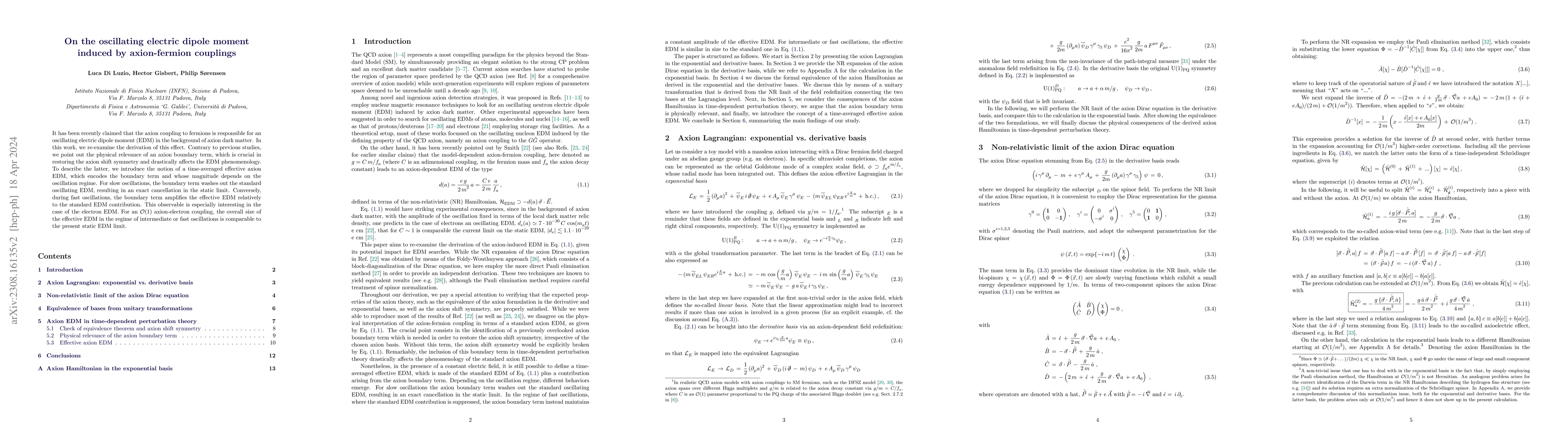 Thumbnail for On the oscillating electric dipole moment induced by axion-fermion
  couplings