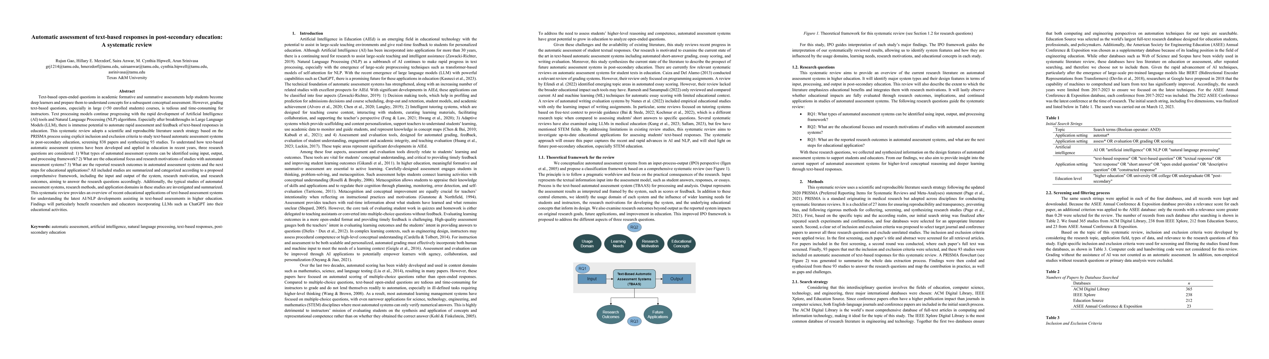 Thumbnail for Automatic assessment of text-based responses in post-secondary
  education: A systematic review