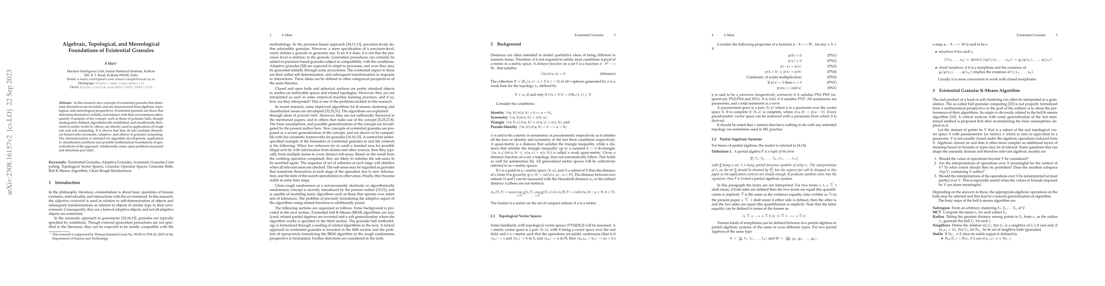Thumbnail for Algebraic, Topological, and Mereological Foundations of Existential
  Granules