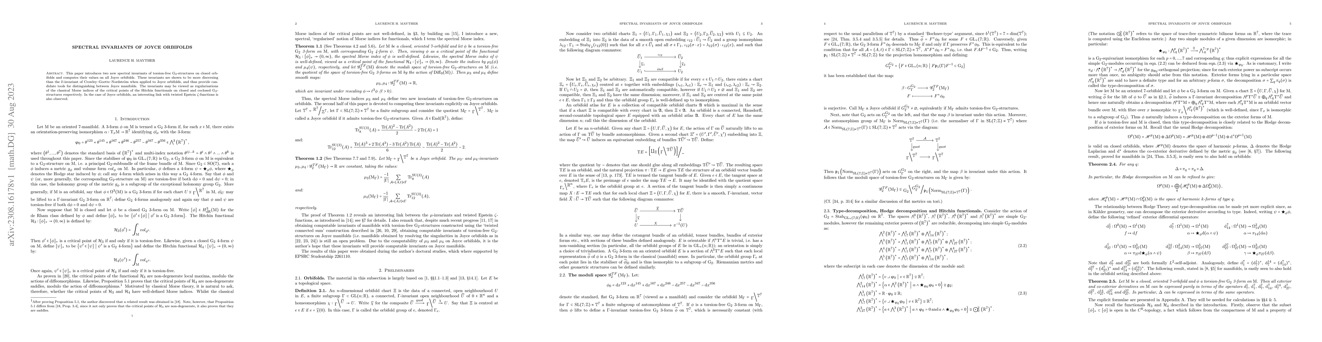 Thumbnail for Spectral invariants of Joyce orbifolds