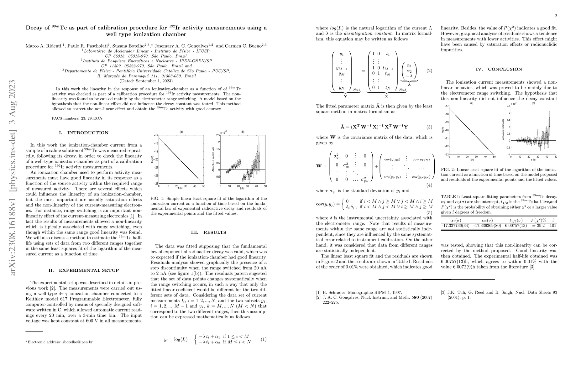 Thumbnail for Decay of $^{99m}$Tc as part of calibration procedure for $^{192}$Ir
  activity measurements using a well type ionization chamber