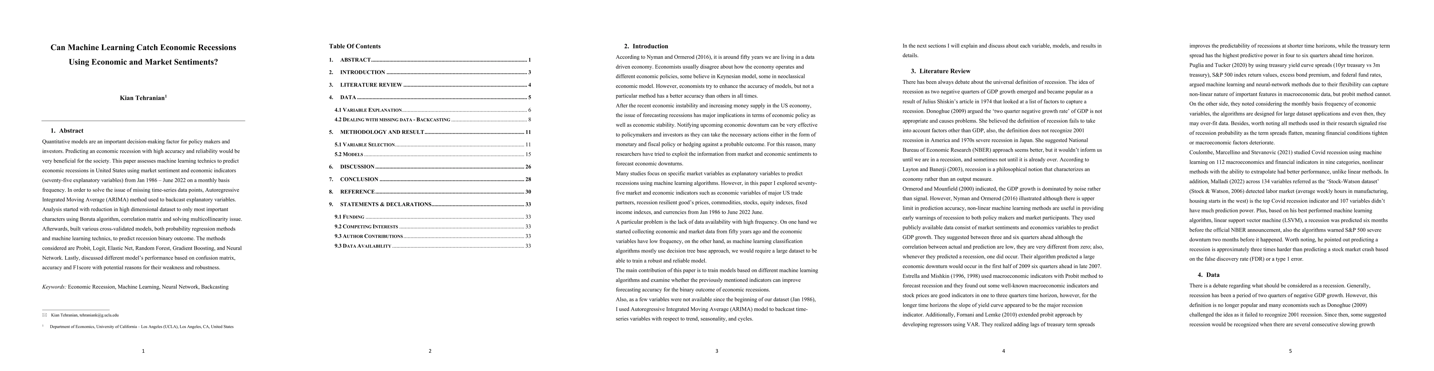 Thumbnail for Can Machine Learning Catch Economic Recessions Using Economic and Market
  Sentiments?