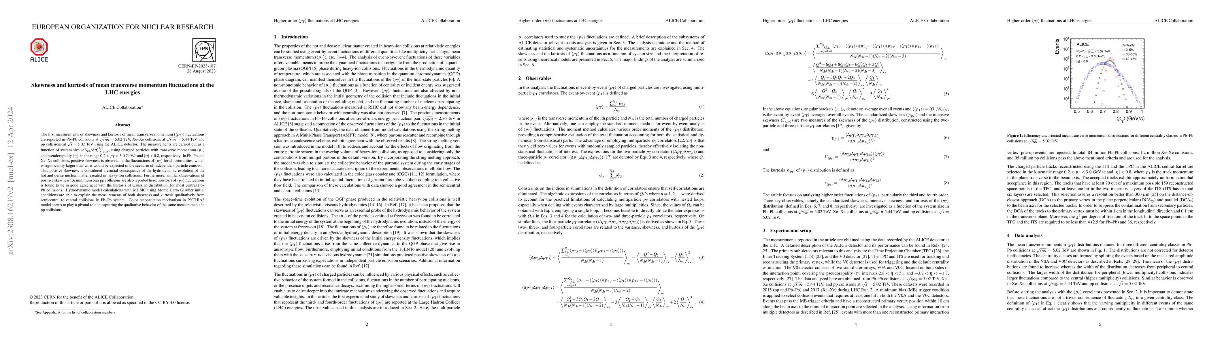Thumbnail for Skewness and kurtosis of mean transverse momentum fluctuations at the
  LHC energies