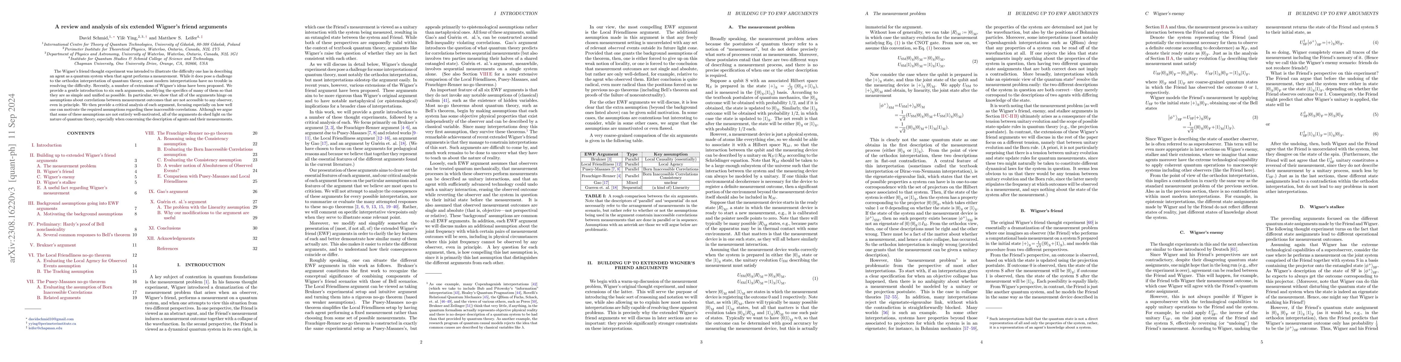Thumbnail for A review and analysis of six extended Wigner's friend arguments