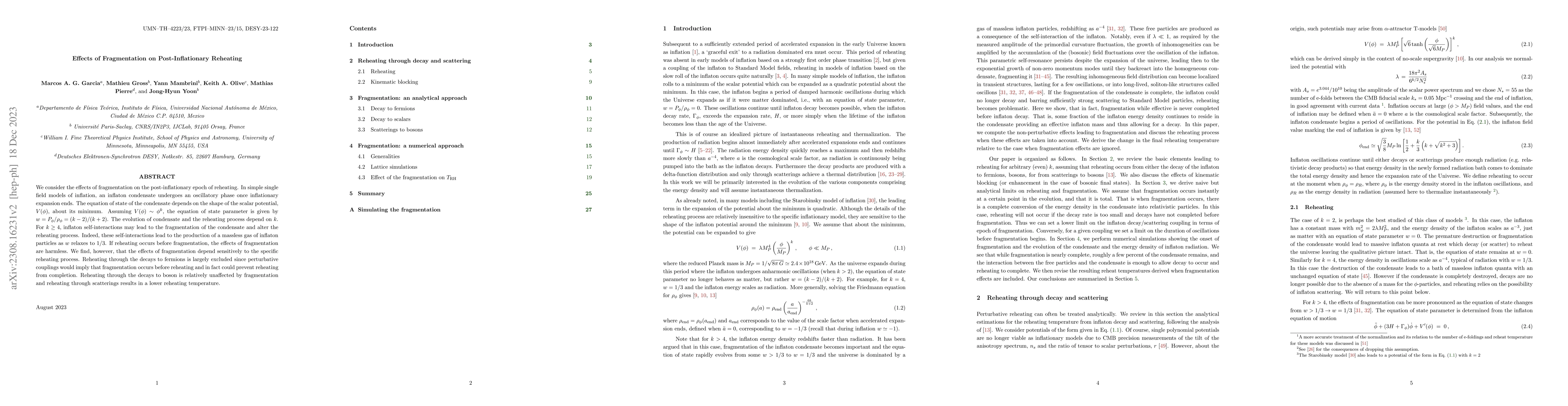 Thumbnail for Effects of Fragmentation on Post-Inflationary Reheating