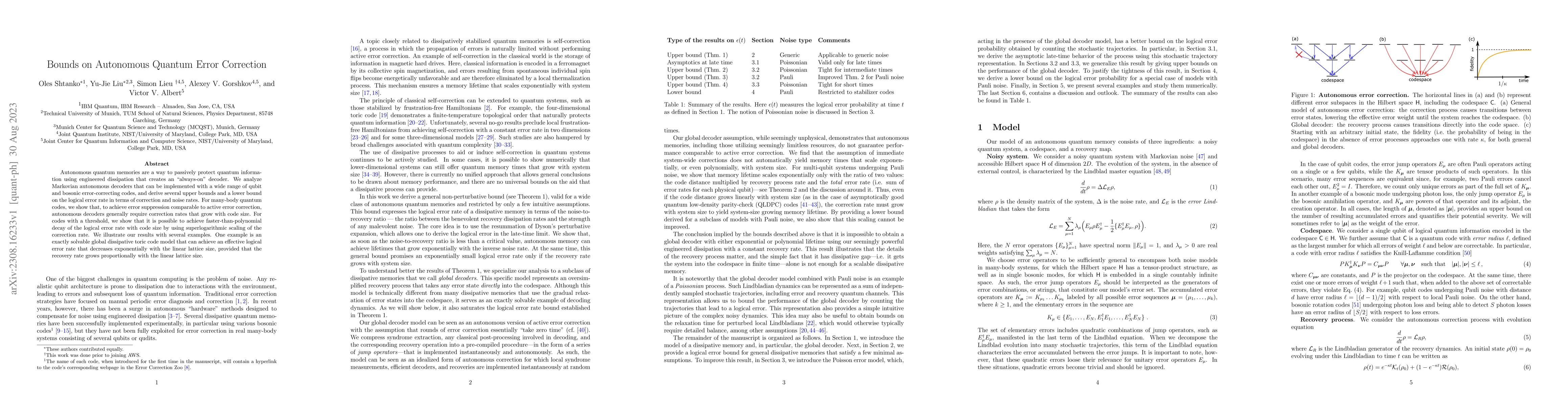 Thumbnail for Bounds on Autonomous Quantum Error Correction