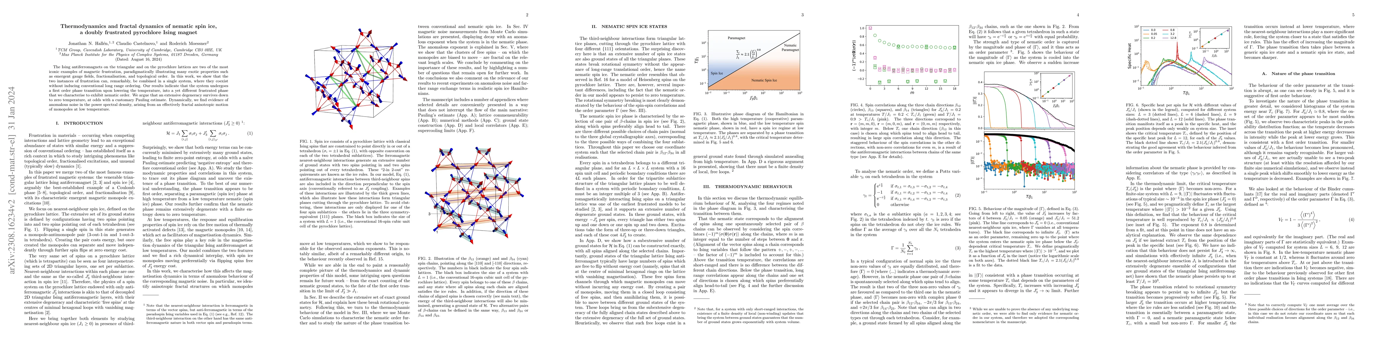 Thumbnail for Thermodynamics and fractal dynamics of nematic spin ice, a doubly
  frustrated pyrochlore Ising magnet