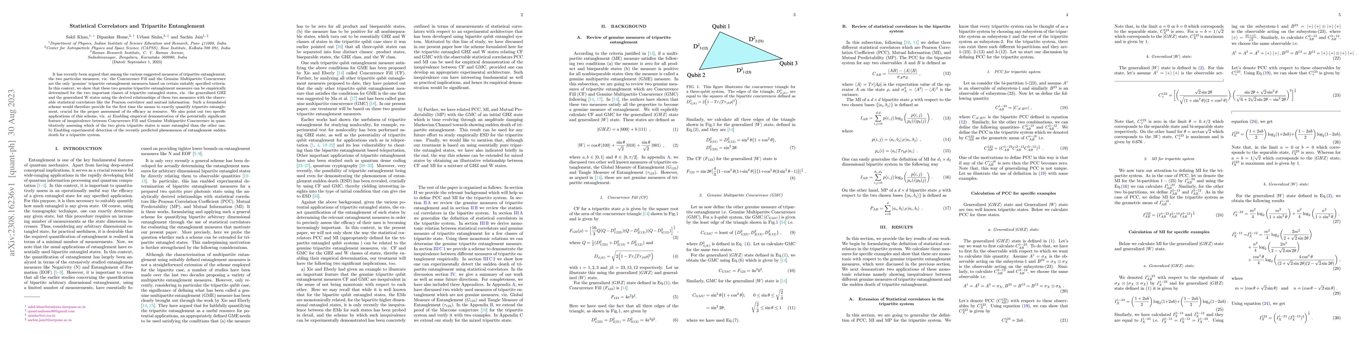 Thumbnail for Statistical Correlators and Tripartite Entanglement