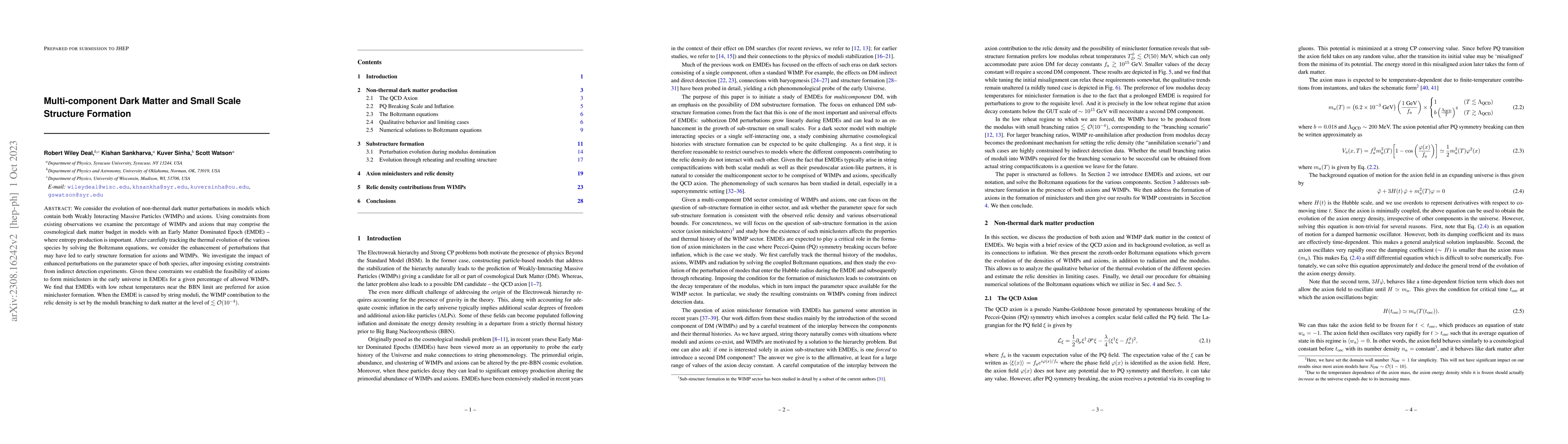 Thumbnail for Multi-component Dark Matter and Small Scale Structure Formation