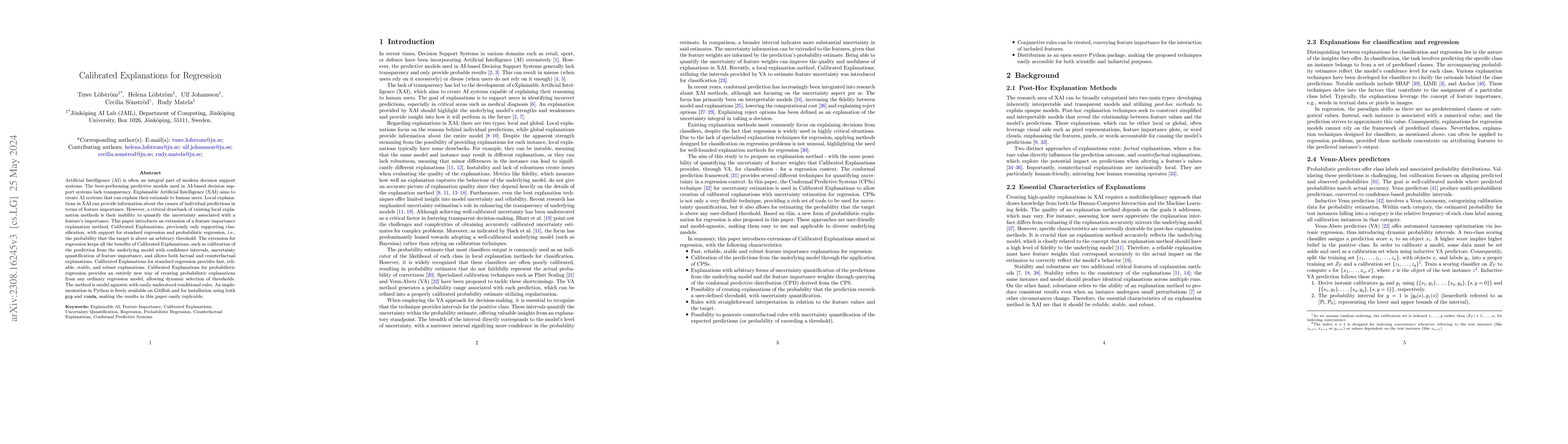 Thumbnail for Calibrated Explanations for Regression