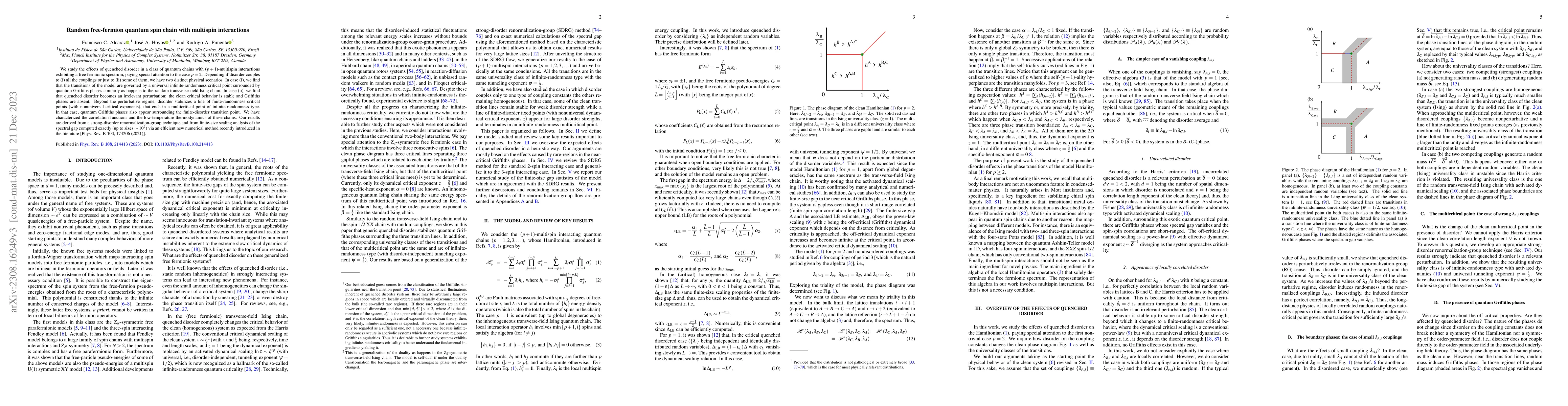Thumbnail for Random free-fermion quantum spin chain with multi-spin interactions