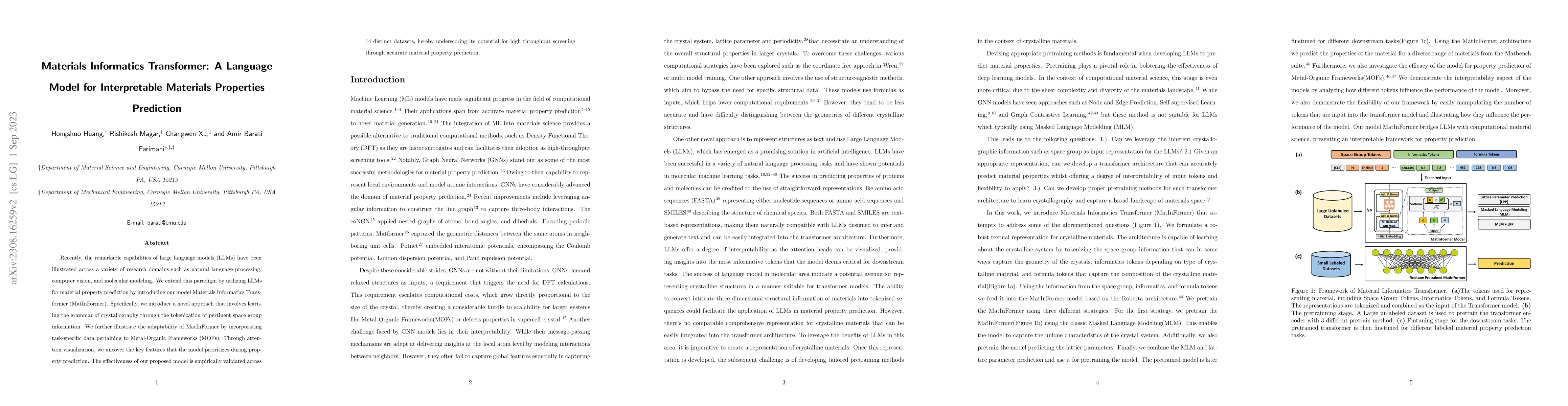 Thumbnail for Materials Informatics Transformer: A Language Model for Interpretable
  Materials Properties Prediction