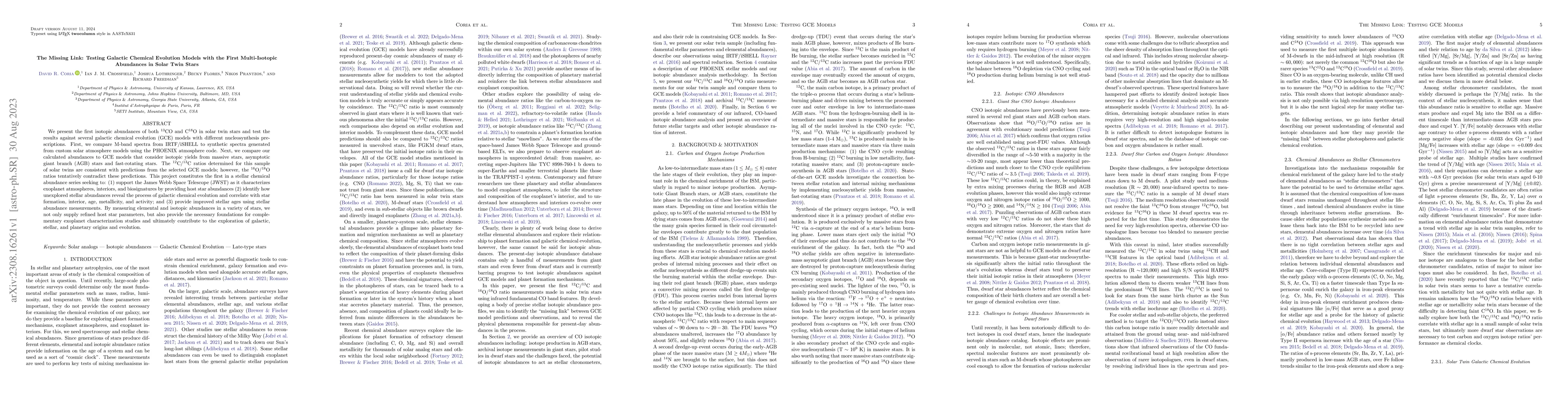Thumbnail for The Missing Link: Testing Galactic Chemical Evolution Models with the
  First Multi-Isotopic Abundances in Solar Twin Stars