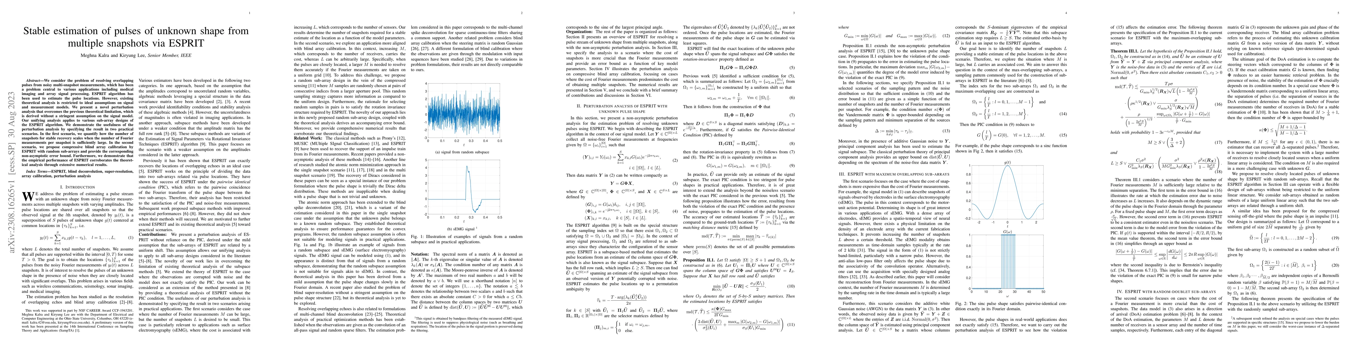 Thumbnail for Stable estimation of pulses of unknown shape from multiple snapshots via
  ESPRIT