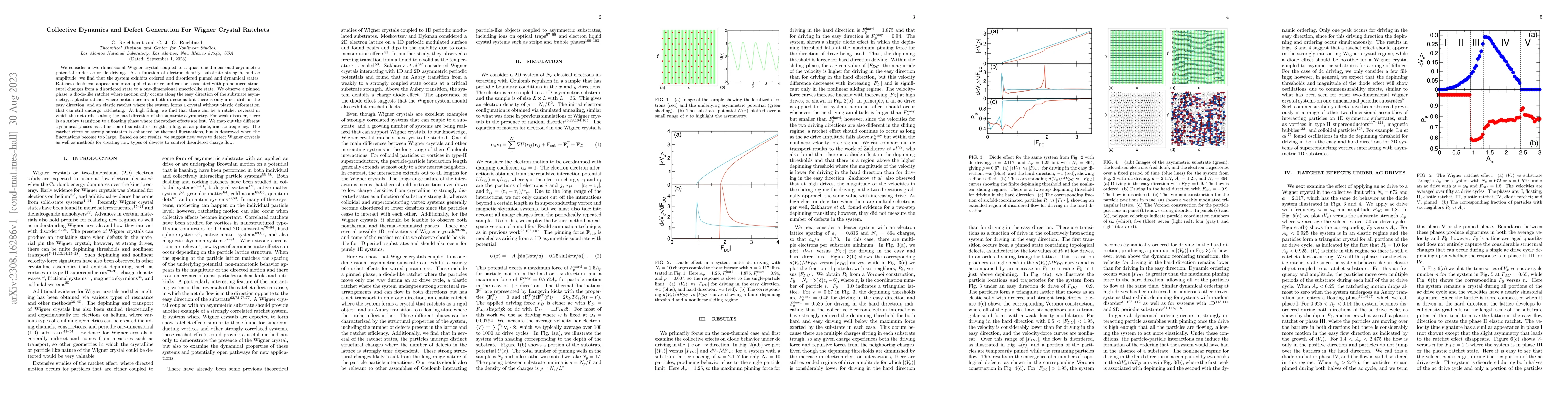 Thumbnail for Collective Dynamics and Defect Generation for Wigner Crystal Ratchets