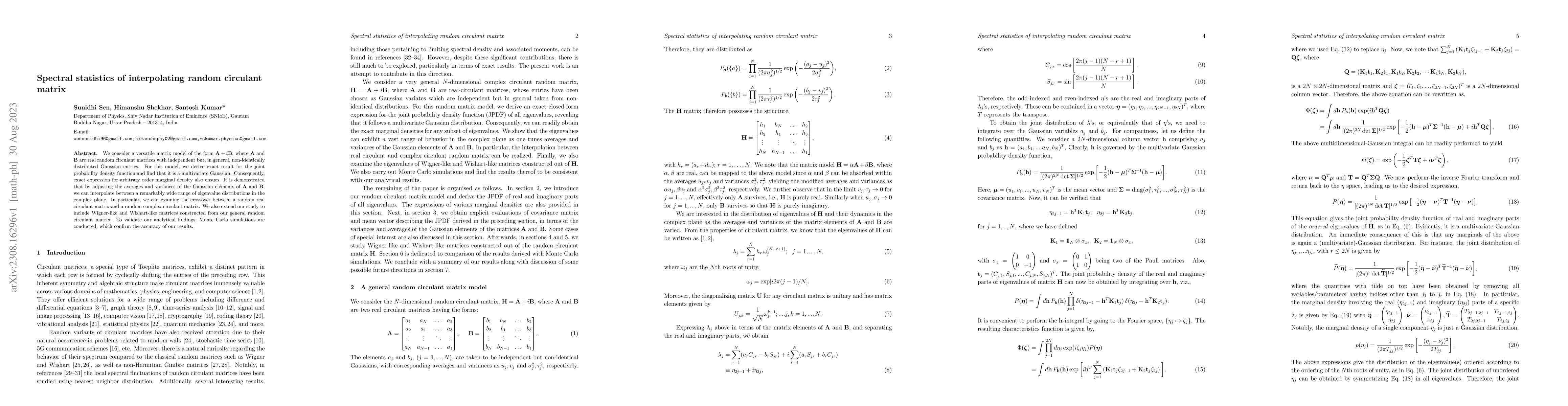 Thumbnail for Spectral statistics of interpolating random circulant matrix