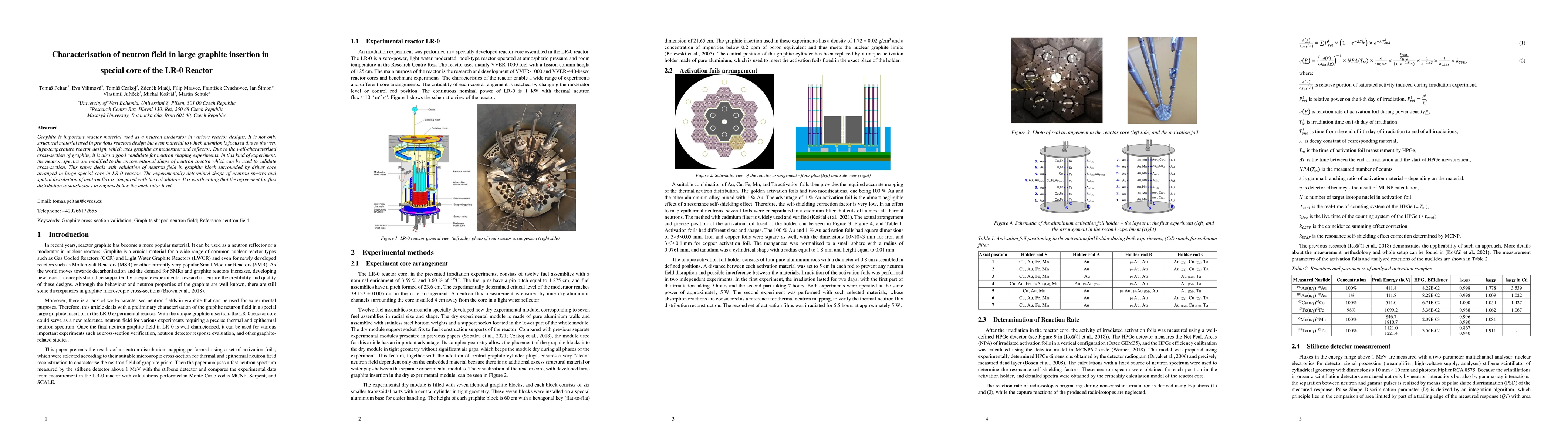 Thumbnail for Characterisation of neutron field in large graphite insertion in special
  core of the LR-0 Reactor