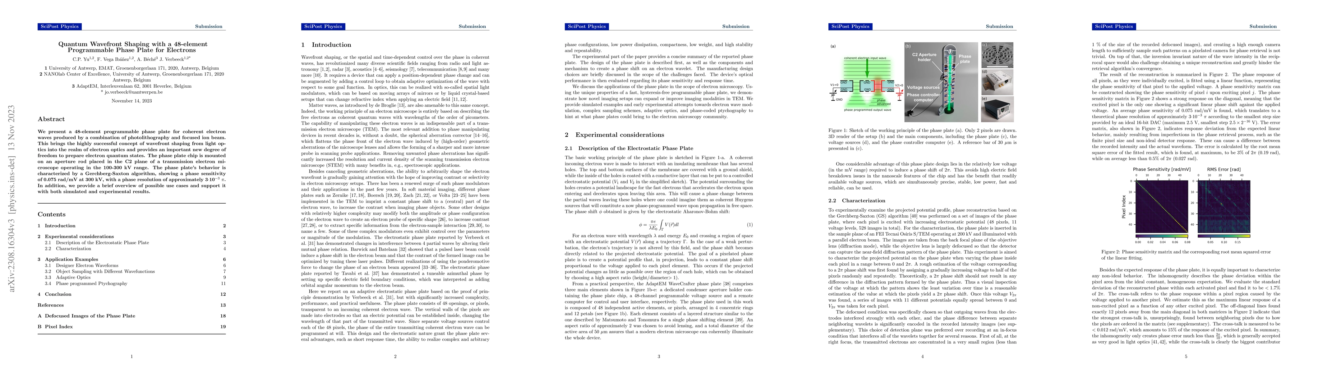Thumbnail for Quantum Wavefront Shaping with a 48-element Programmable Phase Plate for
  Electrons