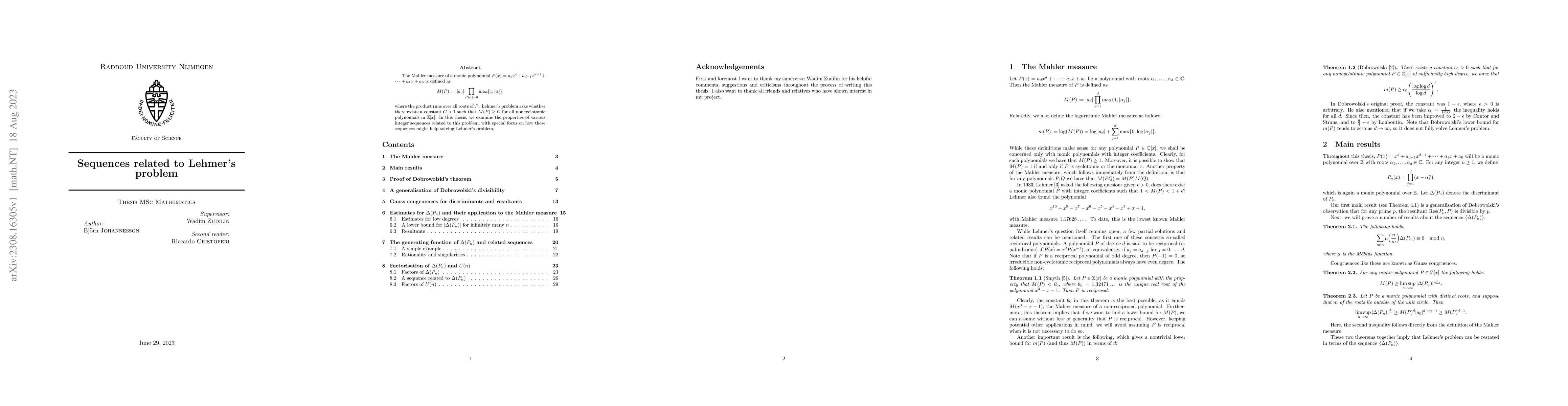 Thumbnail for Sequences related to Lehmer's problem