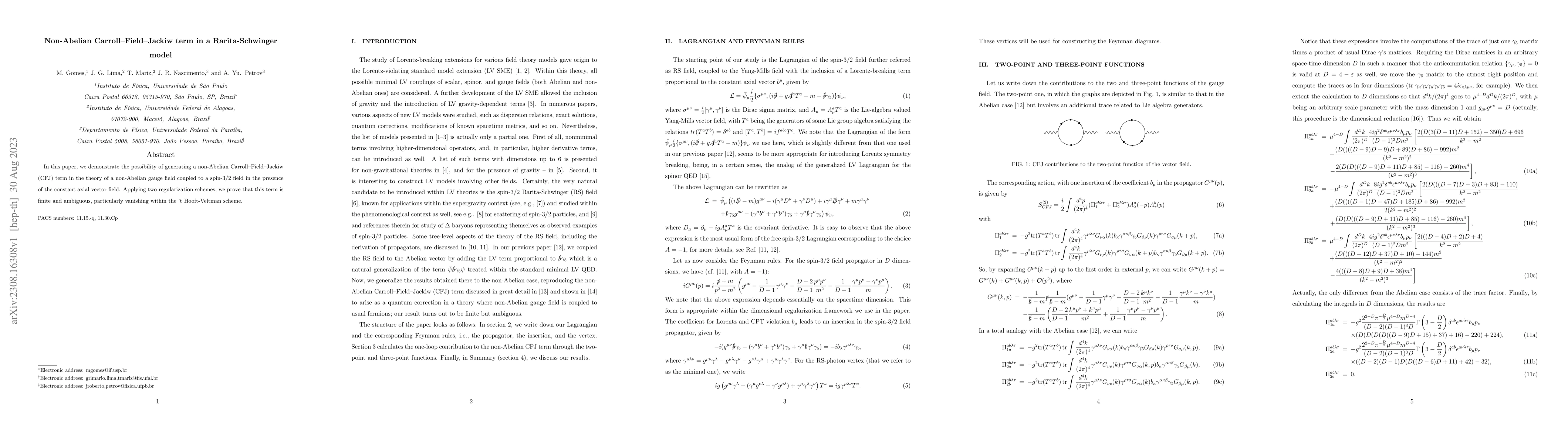 Thumbnail for Non-Abelian Carroll-Field-Jackiw term term in a Rarita-Schwinger model