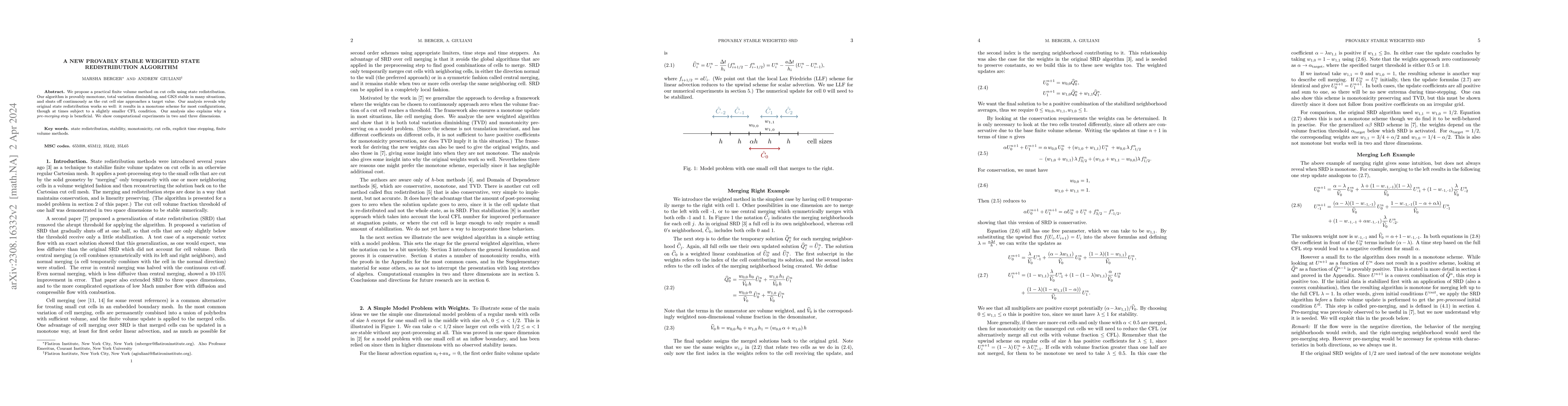 Thumbnail for A new provably stable weighted state redistribution algorithm