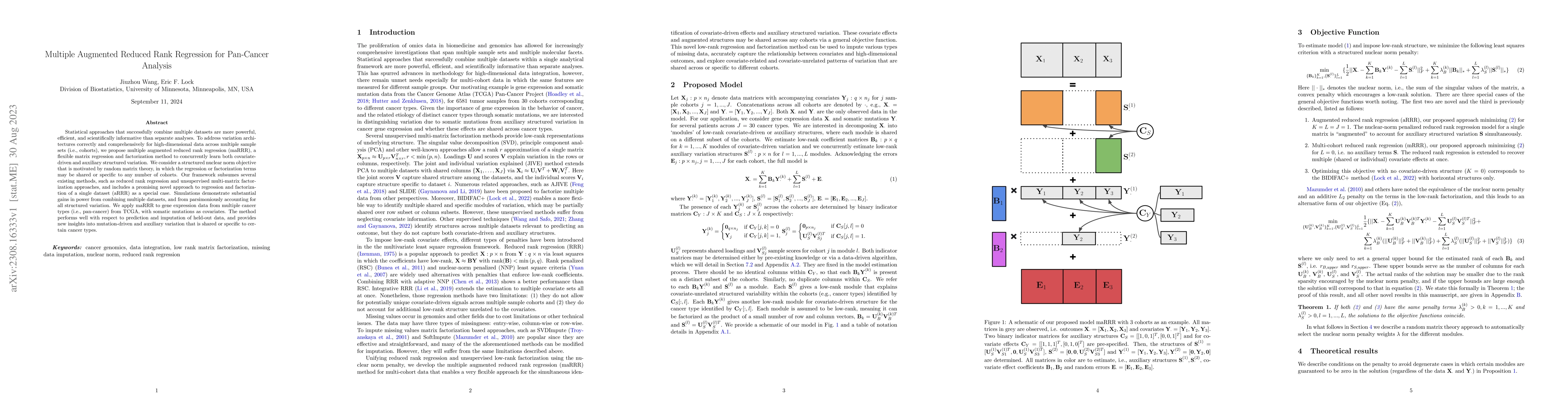 Thumbnail for Multiple Augmented Reduced Rank Regression for Pan-Cancer Analysis
