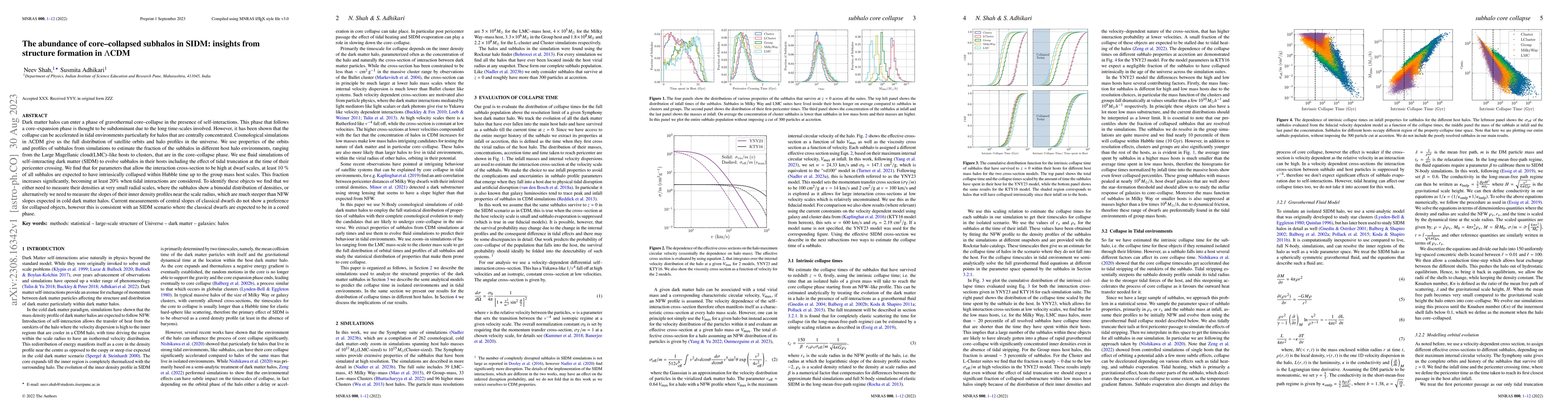 Thumbnail for The abundance of core--collapsed subhalos in SIDM: insights from
  structure formation in $\Lambda$CDM
