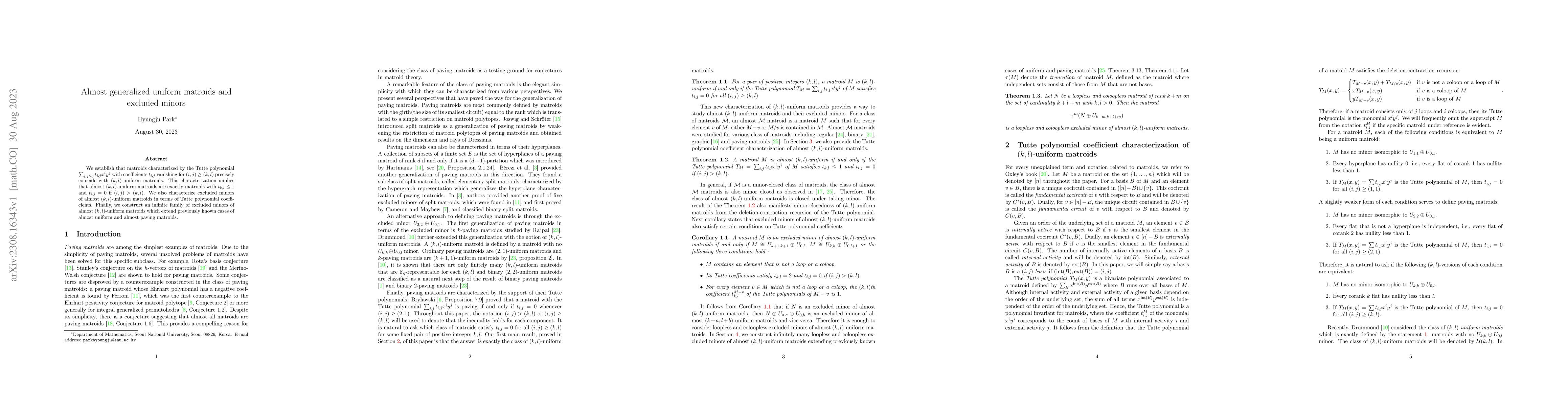 Thumbnail for Almost generalized uniform matroids and excluded minors