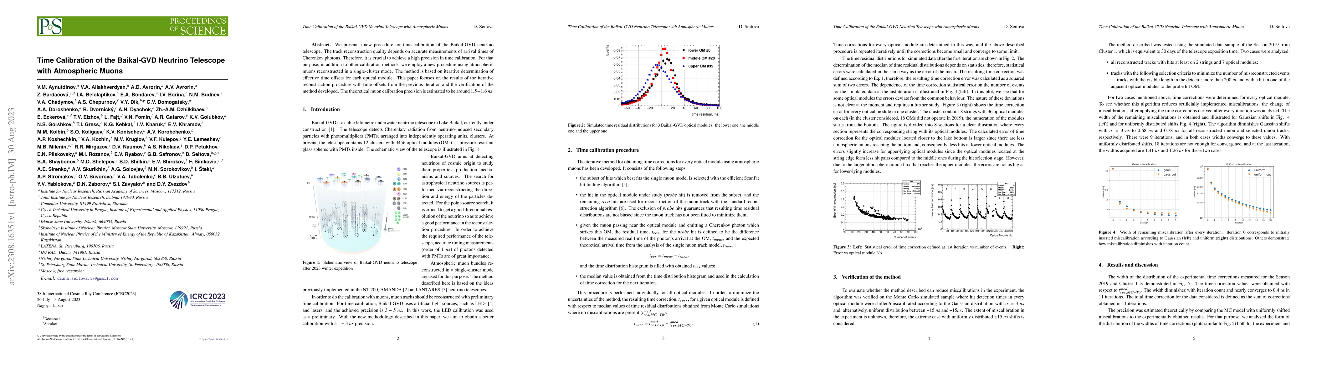 Thumbnail for Time Calibration of the Baikal-GVD Neutrino Telescope with Atmospheric
  Muons