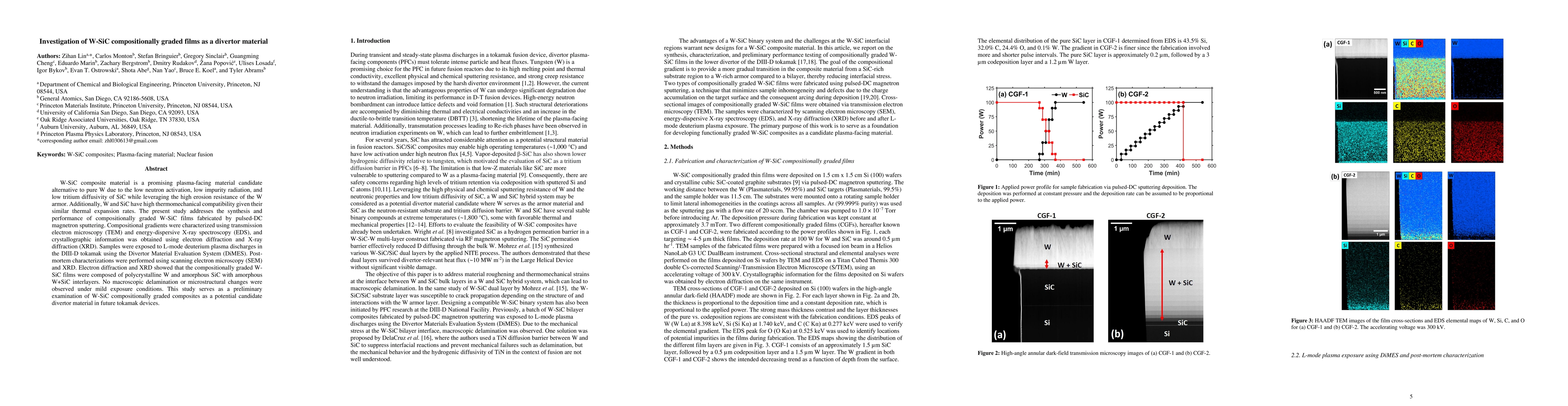 Thumbnail for Investigation of W-SiC compositionally graded films as a divertor
  material