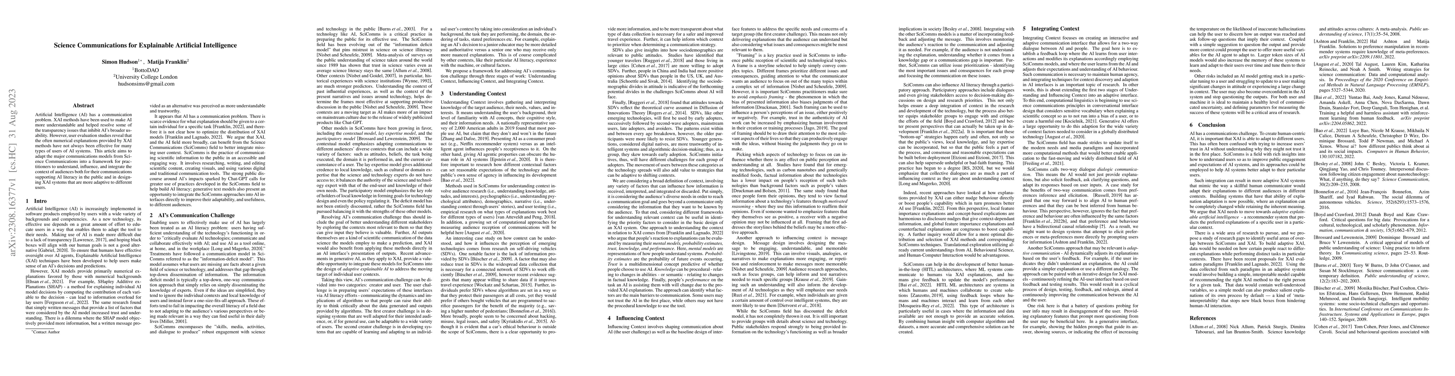 Thumbnail for Science Communications for Explainable Artificial Intelligence