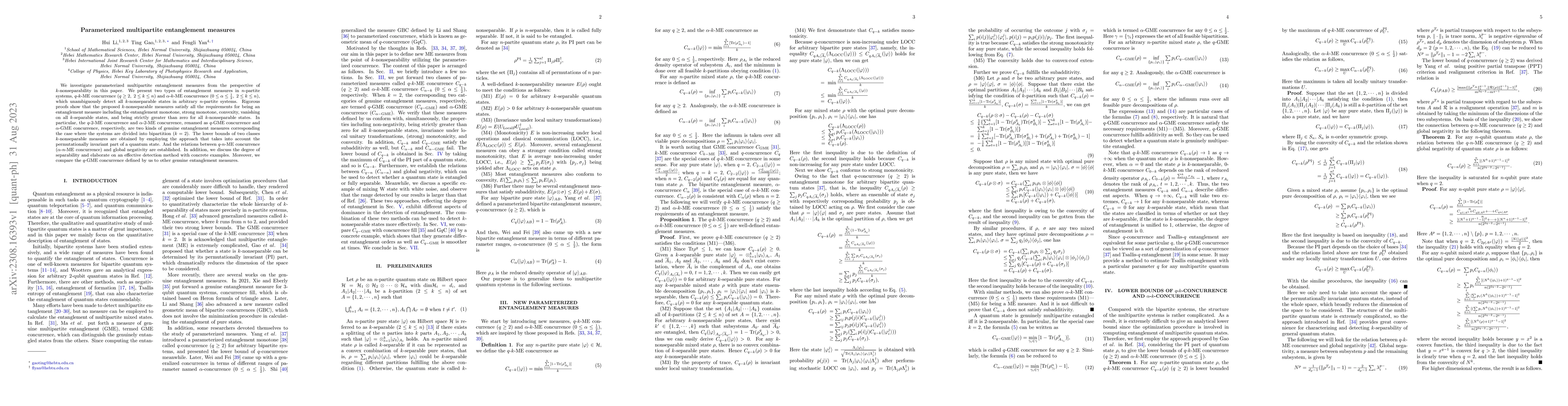 Thumbnail for Parameterized multipartite entanglement measures