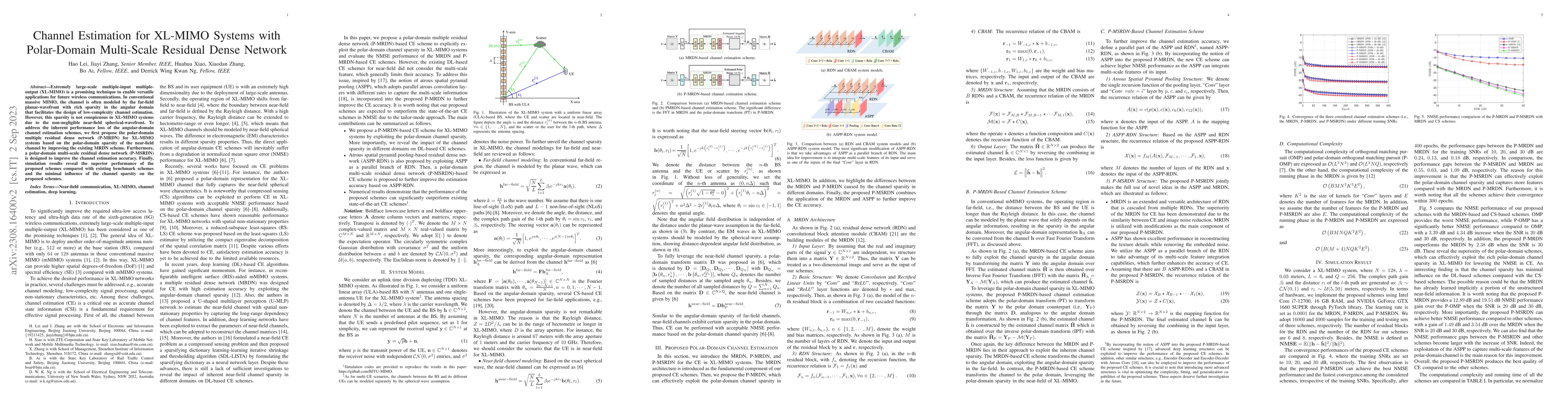 Thumbnail for Channel Estimation for XL-MIMO Systems with Polar-Domain Multi-Scale
  Residual Dense Network
