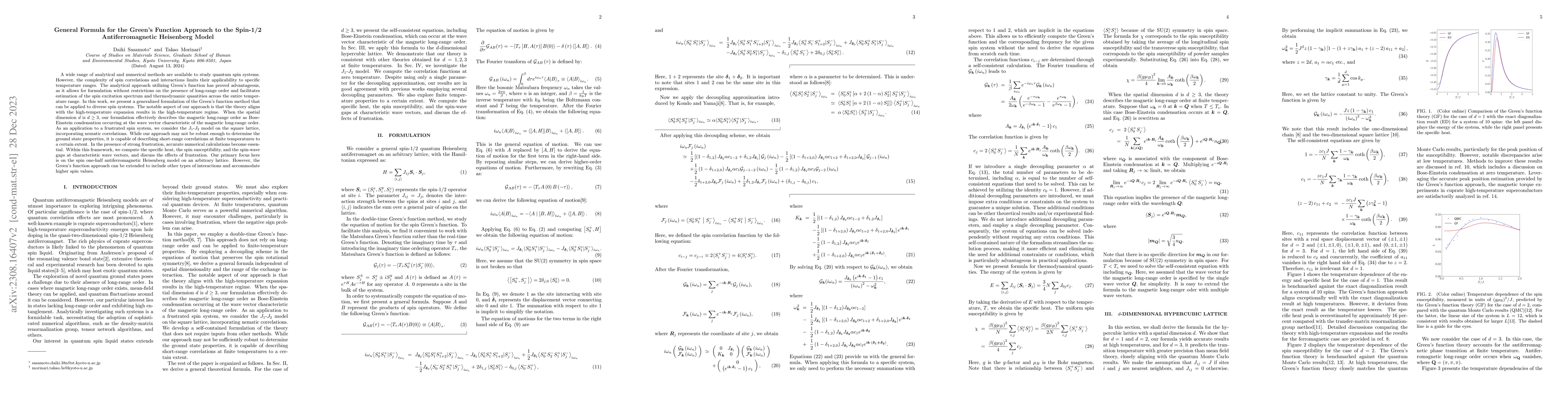 Thumbnail for General Formula for the Green's Function Approach to the Spin-1/2
  Antiferromagnetic Heisenberg Model