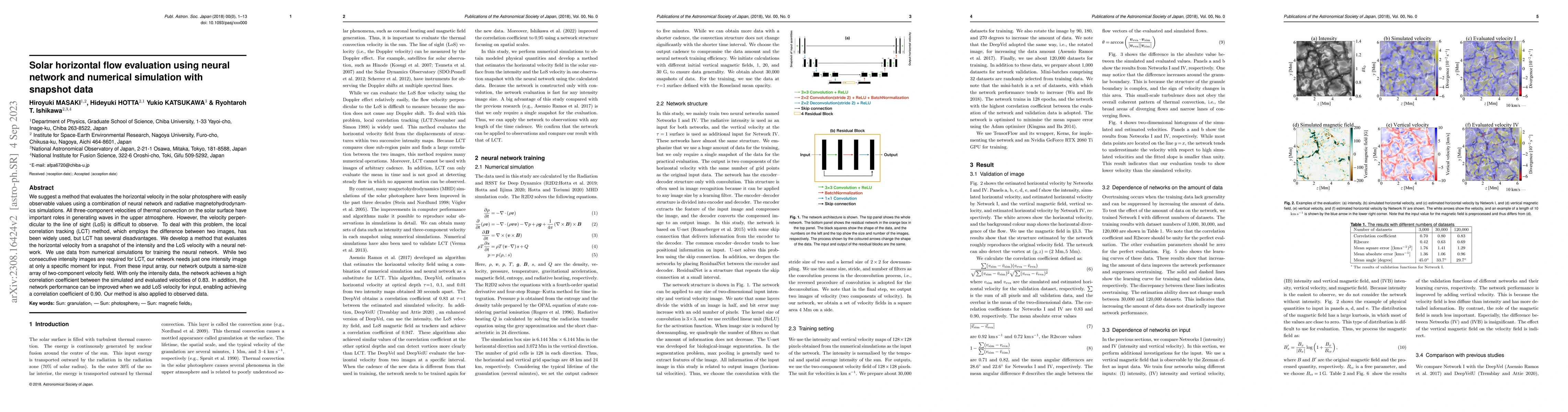 Thumbnail for Solar horizontal flow evaluation using neural network and numerical
  simulation with snapshot data