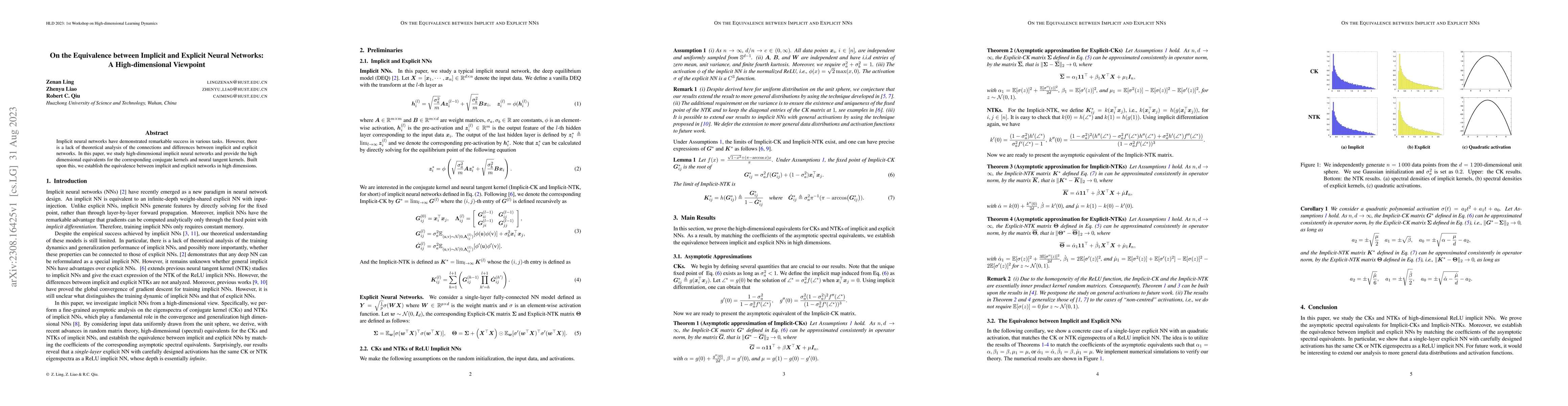 Thumbnail for On the Equivalence between Implicit and Explicit Neural Networks: A
  High-dimensional Viewpoint