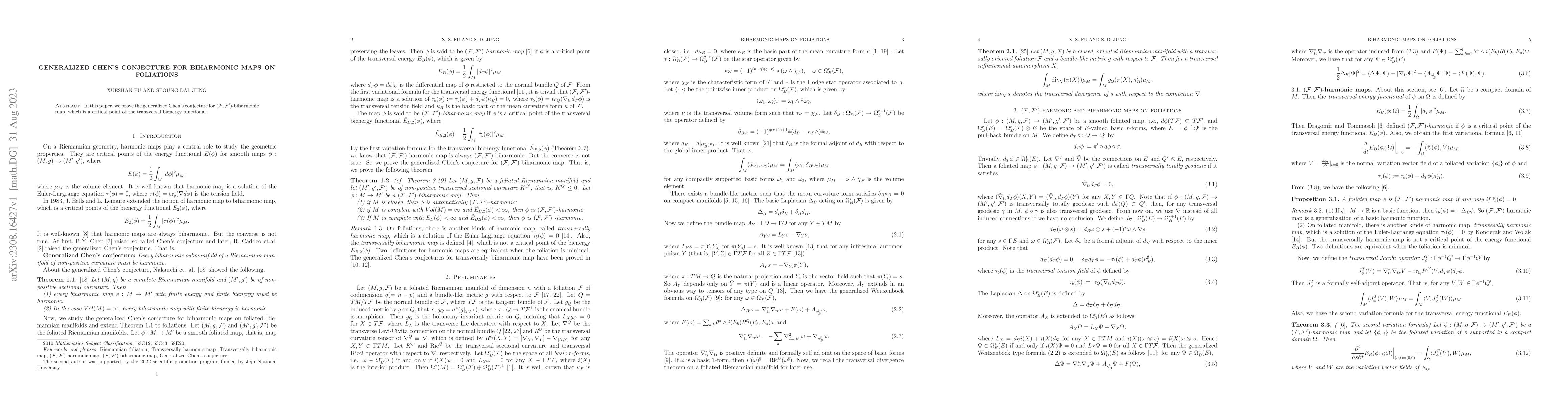 Thumbnail for Generalized Chen's conjecture for biharmonic maps on foliations