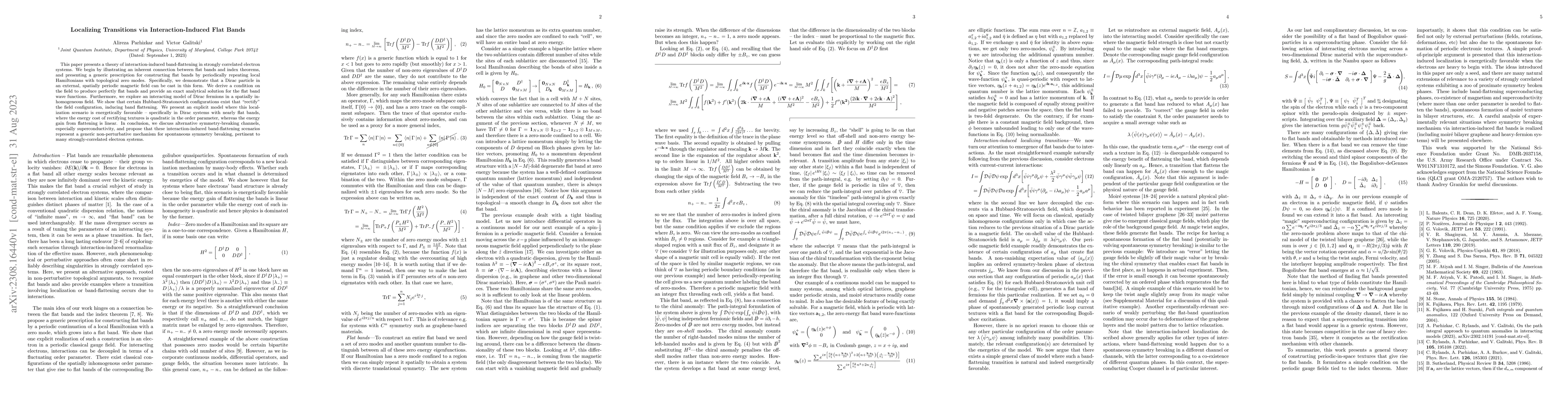 Thumbnail for Localizing Transitions via Interaction-Induced Flat Bands