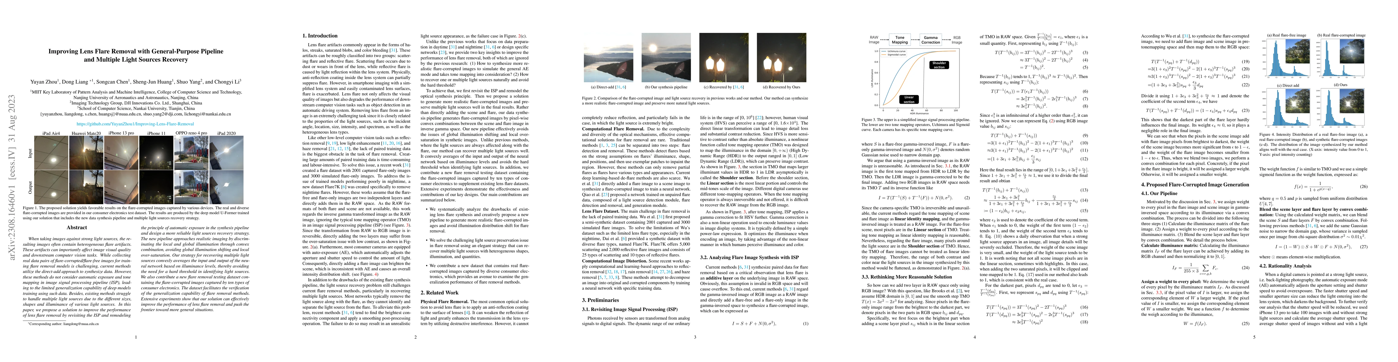 Thumbnail for Improving Lens Flare Removal with General Purpose Pipeline and Multiple
  Light Sources Recovery