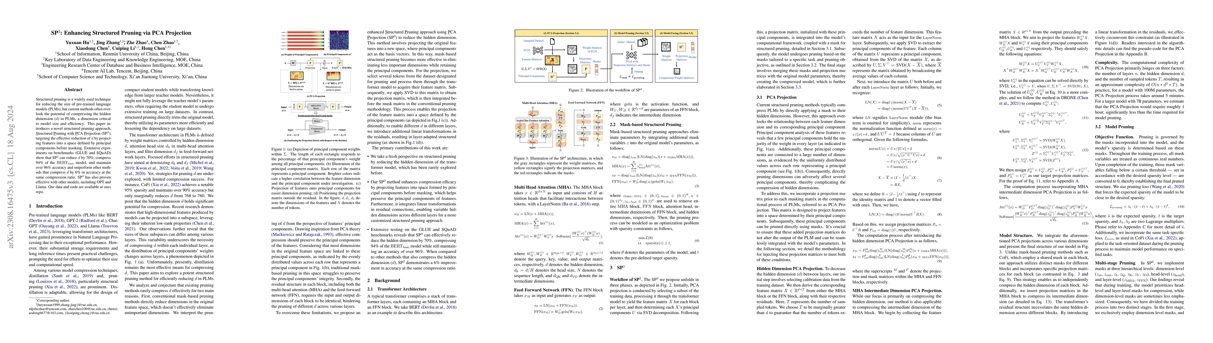 Thumbnail for $\rm SP^3$: Enhancing Structured Pruning via PCA Projection