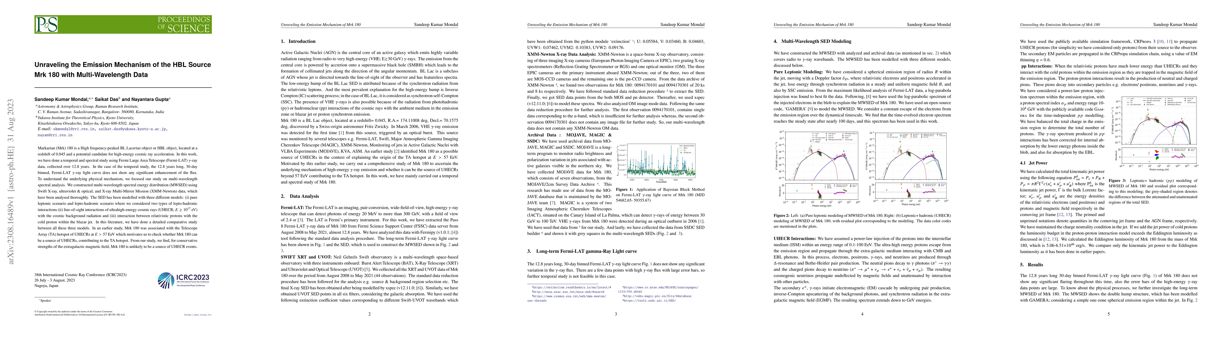 Thumbnail for Unraveling the Emission Mechanism of the HBL Source Mrk 180 with
  Multi-Wavelength Data
