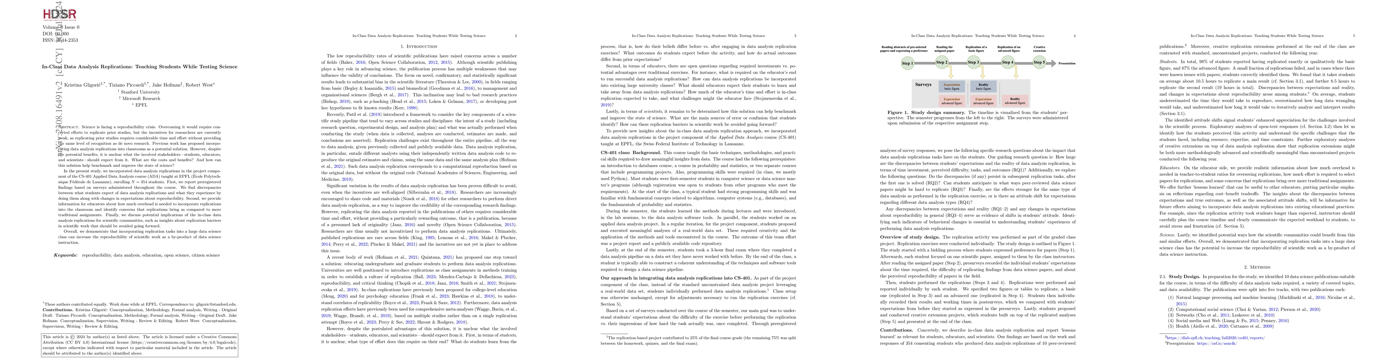 Thumbnail for In-class Data Analysis Replications: Teaching Students while Testing
  Science