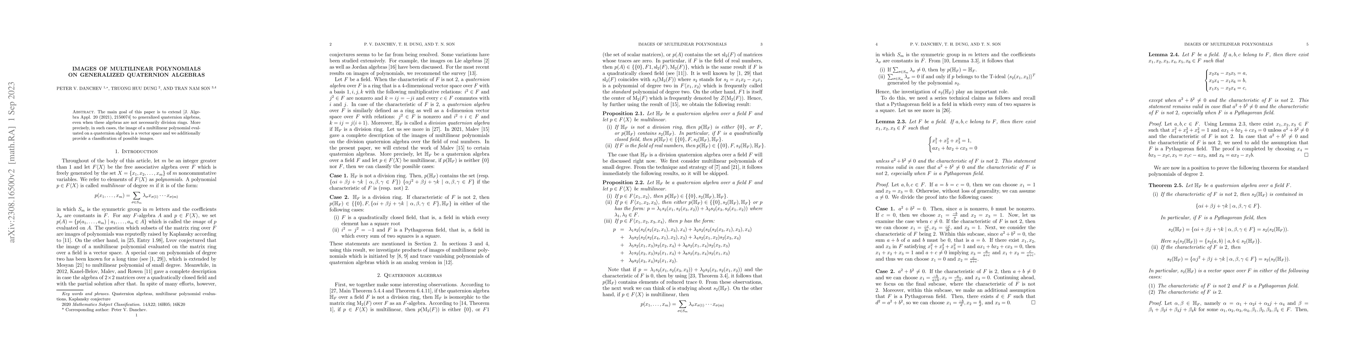 Thumbnail for Images of Multilinear Polynomials on Generalized Quaternion Algebras