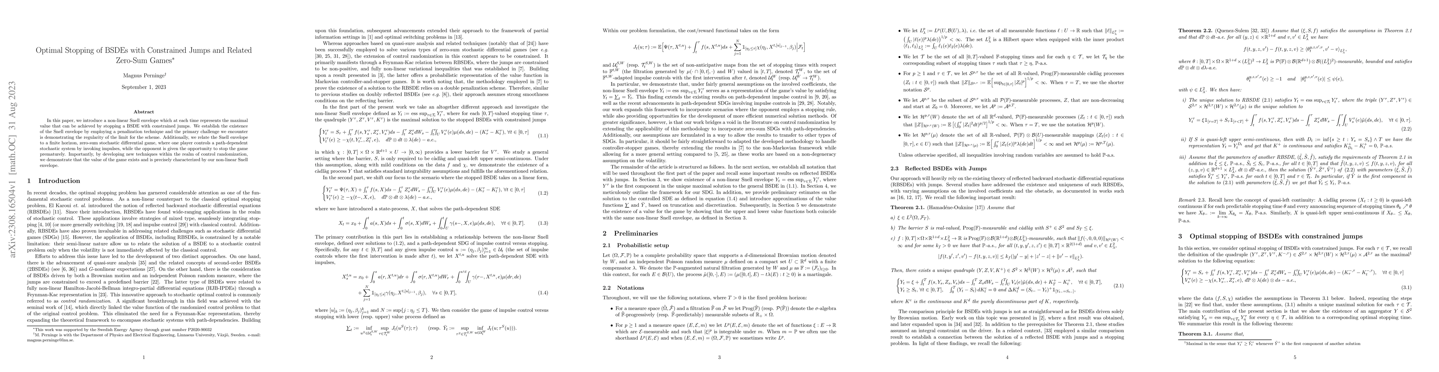 Thumbnail for Optimal Stopping of BSDEs with Constrained Jumps and Related Zero-Sum
  Games