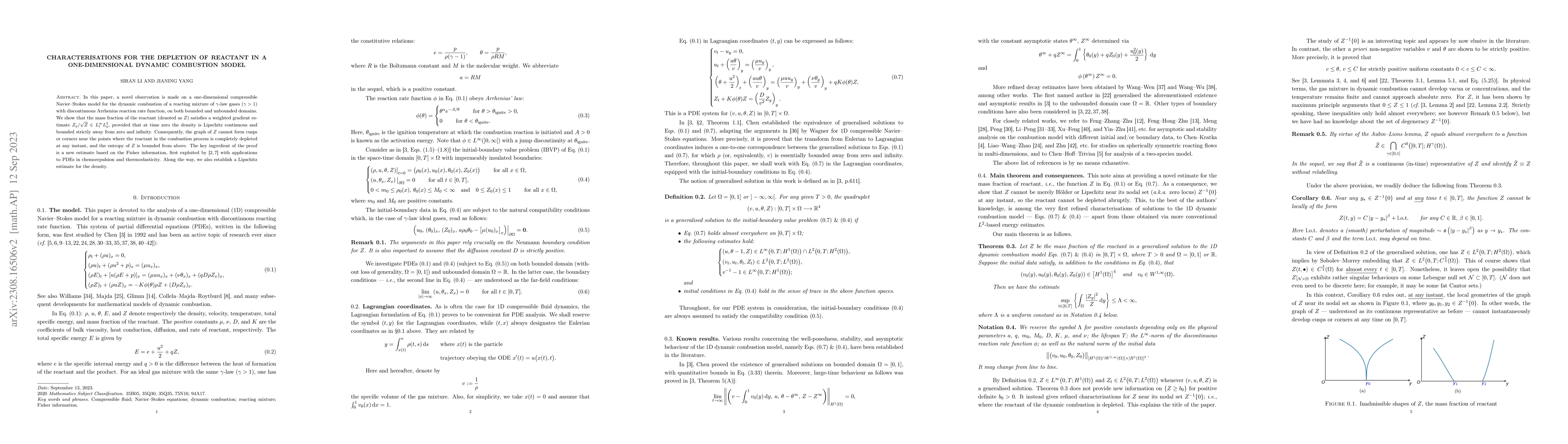 Thumbnail for Characterisations for the depletion of reactant in a one-dimensional
  dynamic combustion model