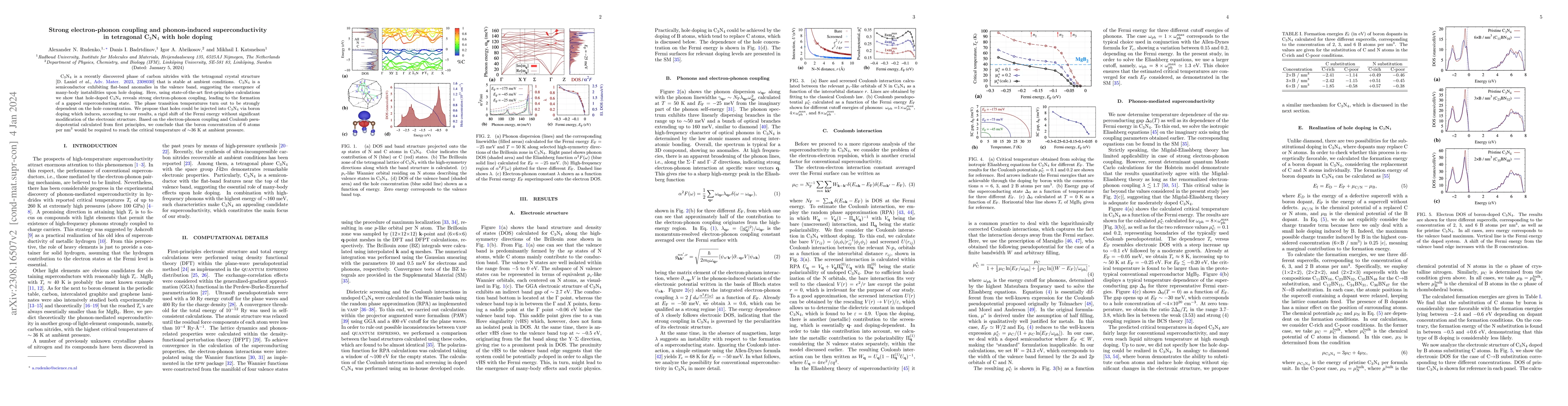 Thumbnail for Strong electron-phonon coupling and phonon-induced superconductivity in
  tetragonal C$_3$N$_4$ with hole doping