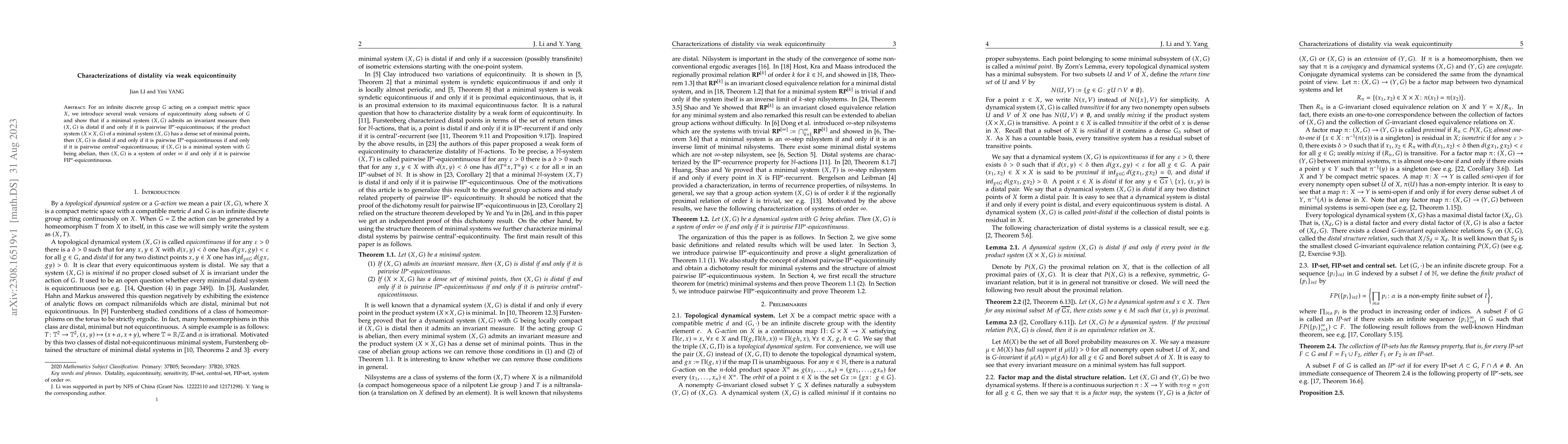 Thumbnail for Characterizations of distality via weak equicontinuity
