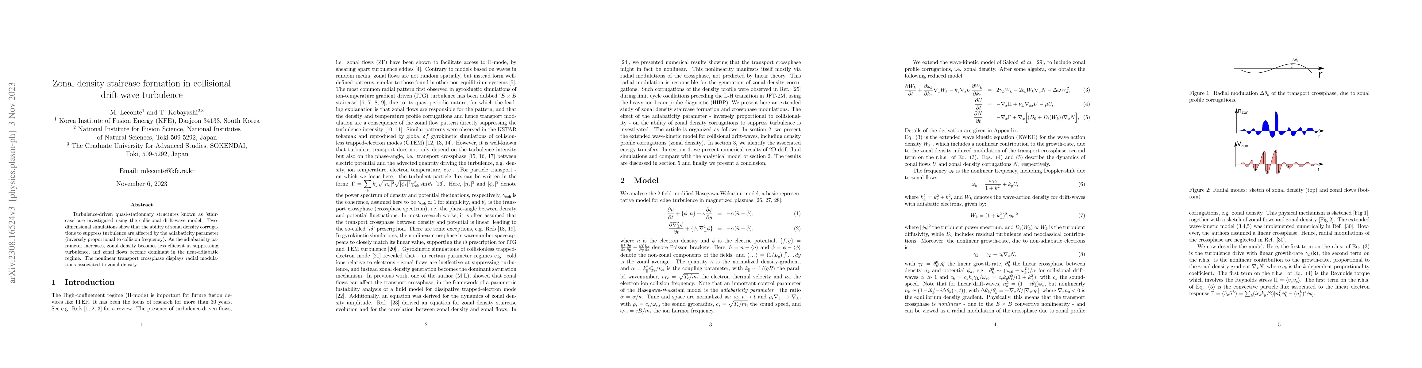 Thumbnail for Zonal density staircase formation in collisional drift-wave turbulence