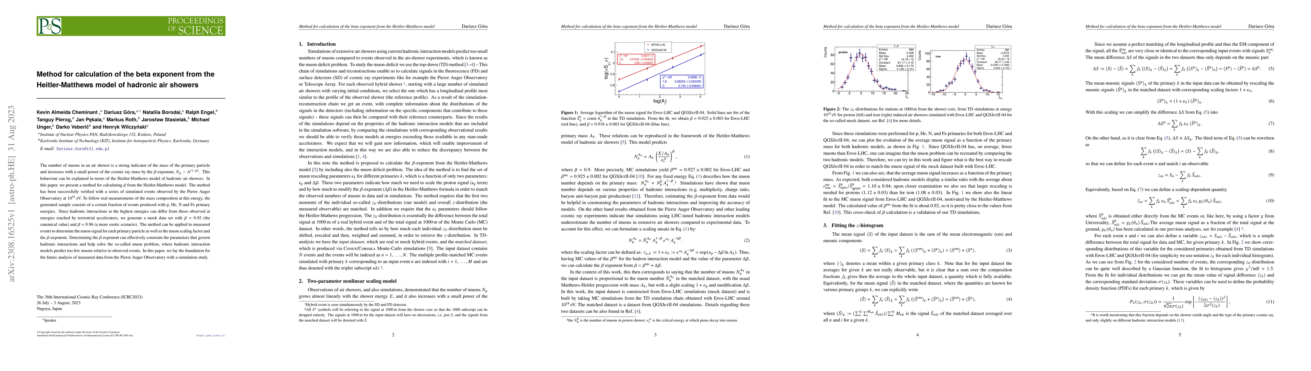 Thumbnail for Method for calculation of the beta exponent from the Heitler-Matthews
  model of hadronic air showers
